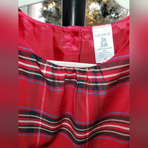 Carter's Toddler Girl Plaid Sateen Dress - Picture 3 of 4